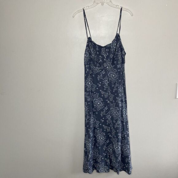 MADEWELL Dress Womens 8 Tie-Back Button-Front Midi NEW Blue Floral NE783 - Picture 6 of 16